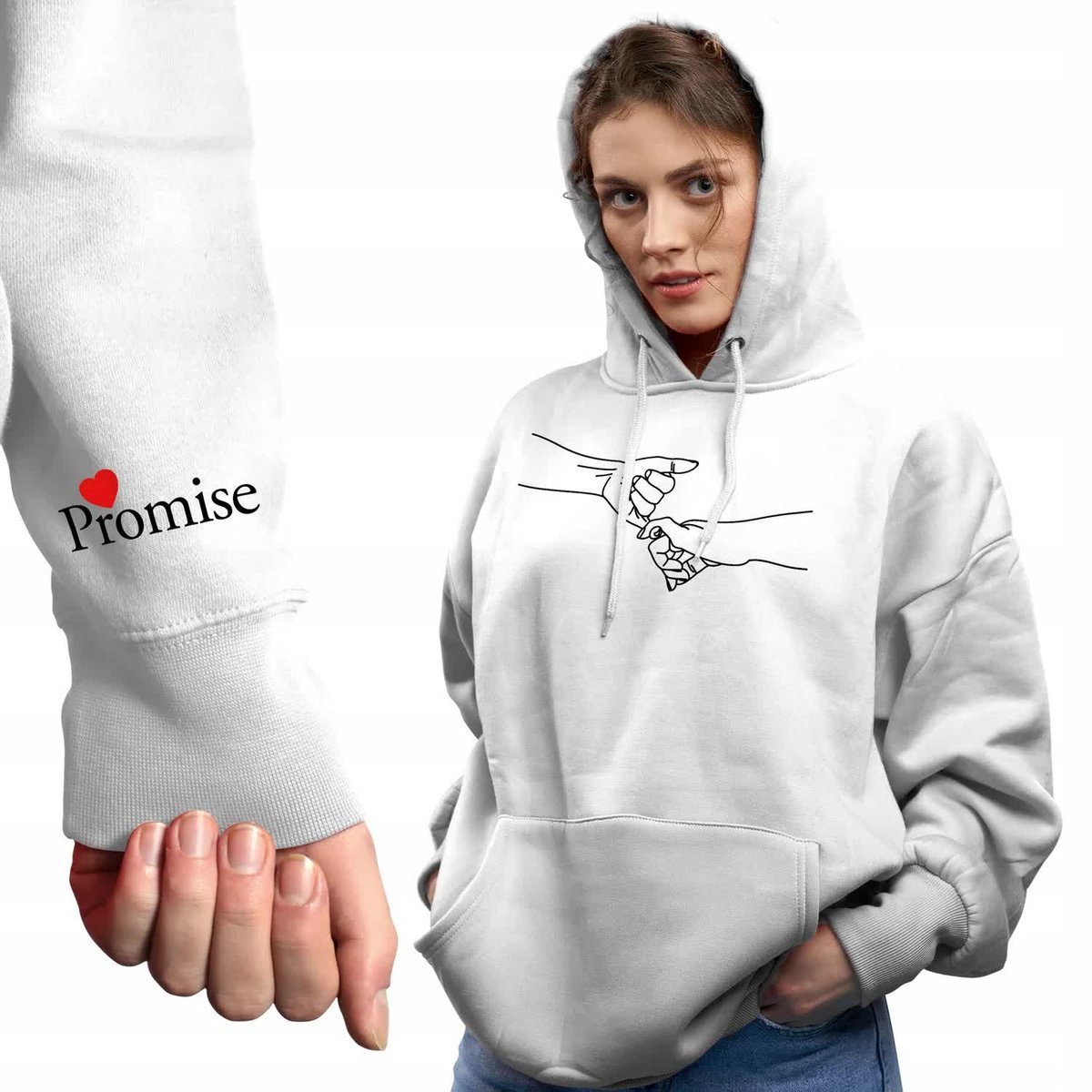 Modna BLUZA Damska z KAPTUREM Love PROMISE Wiele Różnych Wzorów - XXL