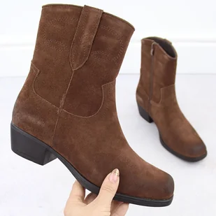 Skórzane botki damskie kowbojki brązowe Sergio Leone BT284-S - Botki damskie - miniaturka - grafika 1