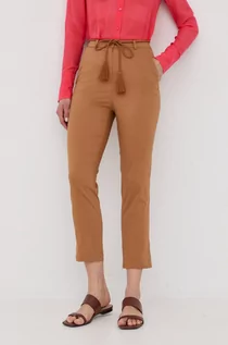Spodnie damskie - Patrizia Pepe spodnie damskie kolor brązowy proste high waist - grafika 1