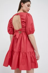 Pepe Jeans sukienka bawełniana Bella kolor czerwony mini rozkloszowana - Sukienki - miniaturka - grafika 1