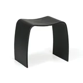 Fotele i krzesła biurowe - Drewniany stołek BENTWOOD II, eko skóra, czarny - miniaturka - grafika 1