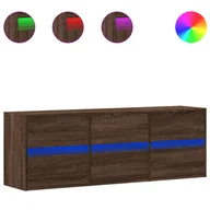 Szafki RTV - vidaXL Ścienna szafka pod telewizor z oświetleniem LED w kolorze brązowego dębu 130x31x45 cm - miniaturka - grafika 1