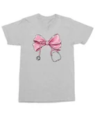 Koszulki i topy damskie - Koszulka dla lekarza pielęgniarki Stetoskop i kokarda Nadruk Szara XL - miniaturka - grafika 1