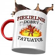 Kubki - Kubek Czerwony Dla Tatuatora Piekielnie Dobry z Nadrukiem ze Zdjęciem + Opakowanie na prezent (wzór 03) - miniaturka - grafika 1