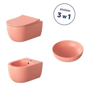 Massi Zestaw łazienkowy 3w1 MOLIS SALMON miska WC, bidet, umywalka nablatowa MSZ-5-A - Miski WC - miniaturka - grafika 1
