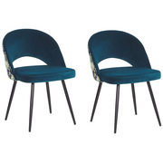 Krzesła - Zestaw 2 krzeseł do jadalni welurowy niebieski VIVIAN - miniaturka - grafika 1