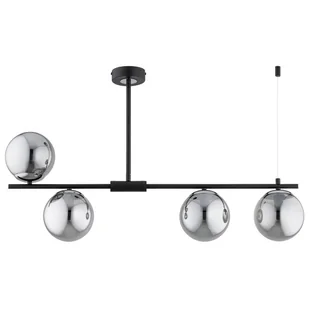 Lampa wisząca Hill czarna-chromowana 4xE14x10W nad stół wym: 52 x 15 x 86 cm szkło Alfa - Lampy sufitowe Lampa wisząca Hill czarna-chromowana 4xE14x10W nad stół wym: 52 x 15 x 86 cm szkło Alfa - Lampy sufitowe - miniaturka - grafika 1