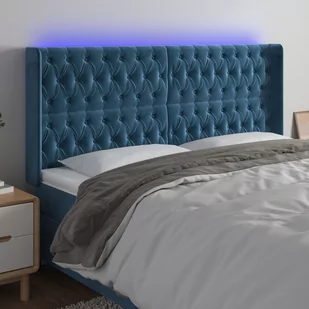 vidaXL Zagłówek do łóżka z LED ciemnoniebieski, 183x16x118/128 cm - Inne meble do sypialni - miniaturka - grafika 1