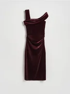 Sukienki - Reserved - Welurowa sukienka midi - bordowy - miniaturka - grafika 1