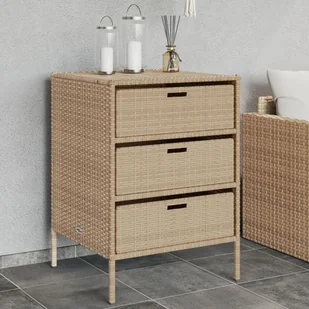 Szafa ogrodowa vidaXL Szafka ogrodowa, beżowa, 55x59x80 cm, polirattan - Pozostałe meble ogrodowe - miniaturka - grafika 1