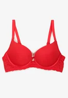 Biustonosze - Czerwony Biustonosz Typu Full Cup Push-Up z Koronką Politi - miniaturka - grafika 1