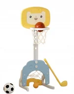 Maty edukacyjne - Dziecięcy kosz 3w1 Koszykówka Piłka Golf Multisportowy stojak Lion - miniaturka - grafika 1