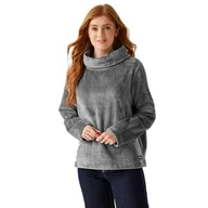 Bluzy damskie - Regatta Damska bluza Bardou II welurowa bluza z kapturem, miękki w dotyku polar - idealna na zewnątrz, spacery, kemping i wędrówki, szara - miniaturka - grafika 1