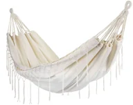 Hamaki - Dwuosobowy hamak ogrodowy bujak huśtawka leżak 200x150cm boho beżowy - miniaturka - grafika 1