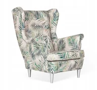 Fotele - Fotel Uszak WYGODNY biblioteka restauracja liście - miniaturka - grafika 1