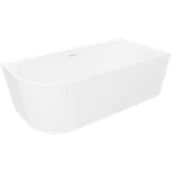 Wanny - Mexen Silo wanna wolnostojąca narożna prawa ryflowana 150 x 75 cm, biała, przelew biały - 52891507500P-20 - miniaturka - grafika 1