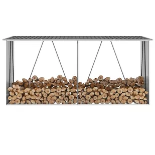 vidaXL Wiata na drewno, stal galwanizowana, 330x84x152 cm, antracytowa - Garaże i wiaty - miniaturka - grafika 7