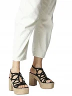 Espadryle damskie - Tamaris Czarne Espadryle Damskie Na Platformie 39 J1A - miniaturka - grafika 1
