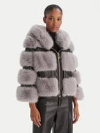 Płaszcze damskie - YES LONDON Futro ECO/031 Szary Regular Fit - miniaturka - grafika 1