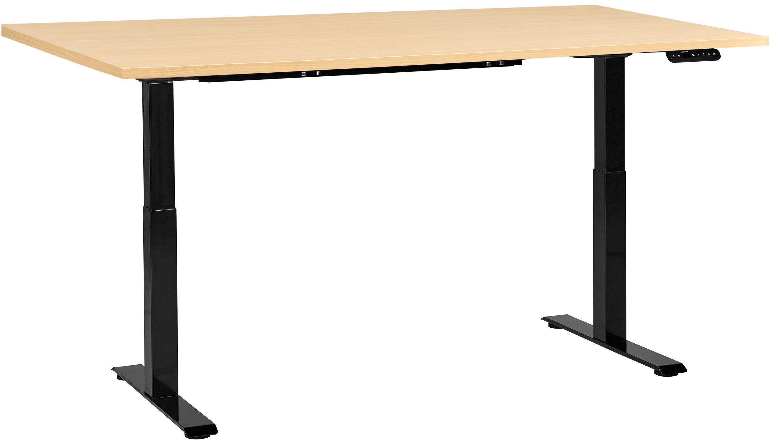 Beliani Biurko regulowane elektrycznie DESTINES Czarny/ jasny brąz 160 cm 72 cm