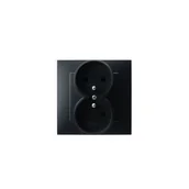 Gniazdka elektryczne - SZAFIR Gniazdo podwójne z uziemieniem kompletne z ramką, CZARNY - miniaturka - grafika 1