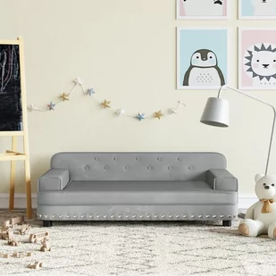 vidaXL Sofa dla dzieci, jasnoszara, 90x53x30 cm, aksamit - Meble do sypialni - miniaturka - grafika 1