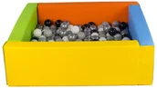 Suche baseny - Kwadratowy suchy basen z ekoskóry z 200 piłeczkami (żółty, zielony, niebieski, pomarańczowy/czarny, biały, szary, srebrny) - miniaturka - grafika 1