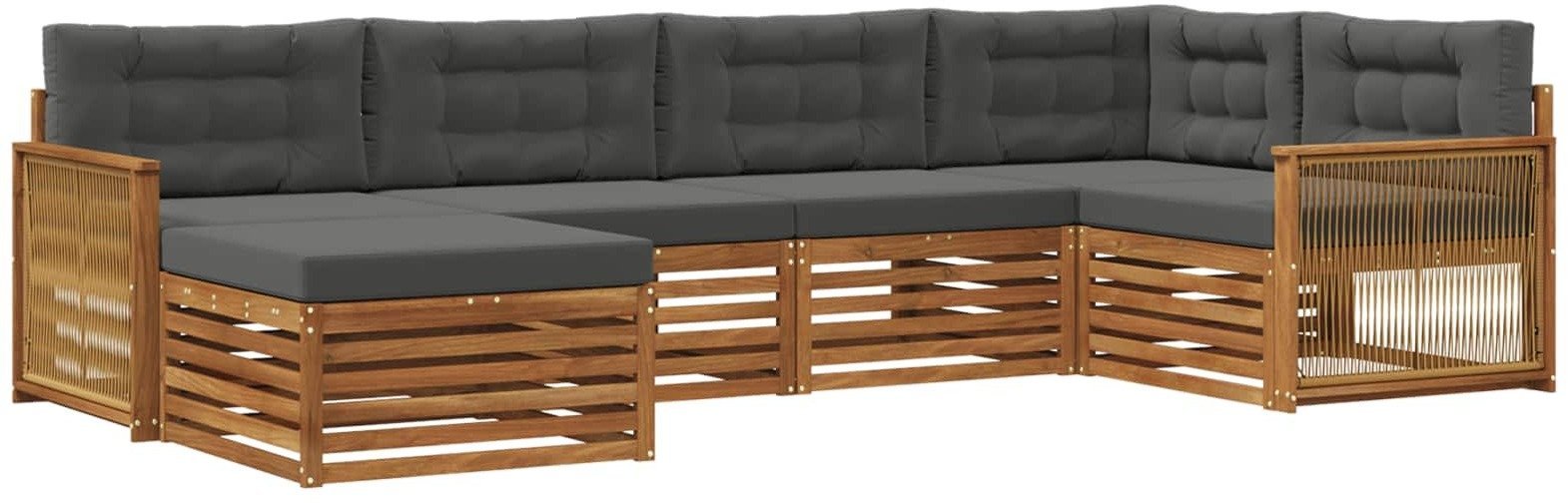vidaXL Zestaw sof na zewnątrz z poduszką 6 pcs Naturalny i Antracytowy