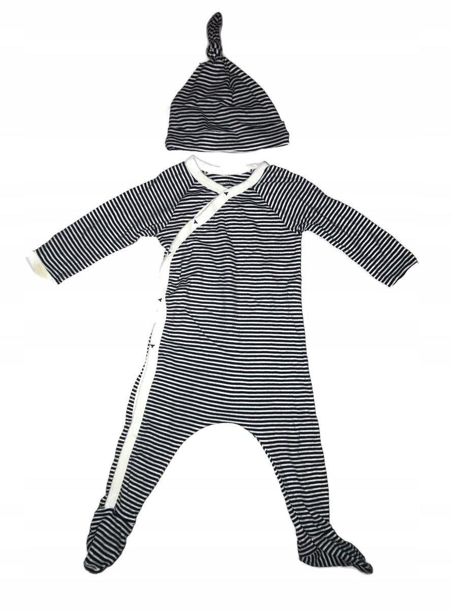 Śpioszki w paski plus czapeczka Burt's 6-9 m 68-74