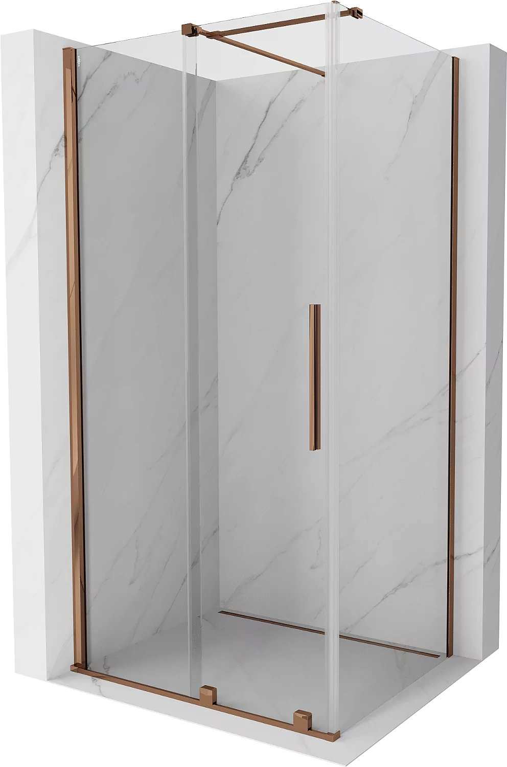 Mexen Velar kabina prysznicowa rozsuwana 90x80 cm, transparent, różowe złoto - 871-090-080-01-60