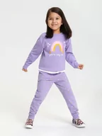 Spodnie i spodenki dla dziewczynek - Sinsay - Spodnie dresowe jogger - fioletowy - miniaturka - grafika 1