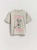 Koszulki dla dziewczynek - Reserved - T-shirt z haftowanym napisem - jasnoszary - miniaturka - grafika 1