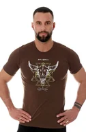 Koszulki sportowe męskie - Koszulka męska z merino Brubeck Outdoor Wool Pro SS12650A brązowy byk - miniaturka - grafika 1
