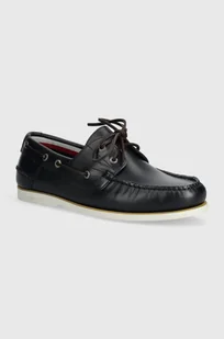 Tommy Hilfiger mokasyny skórzane TH BOAT SHOE CORE LEATHER męskie kolor granatowy FM0FM04506 - Mokasyny męskie - miniaturka - grafika 1