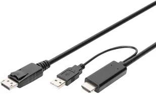 Adapter Digitus HDMI/USB-A to DisplayPort 2 m Black (AK-330111-020-S) - Złącza, przejściówki, adaptery - miniaturka - grafika 1