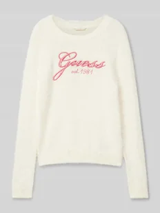 Sweter z dzianiny z wyhaftowanym logo - Swetry dla dziewczynek - miniaturka - grafika 1