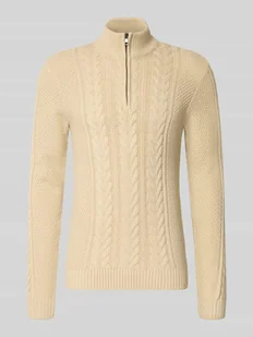 Sweter z dzianiny z zamkiem błyskawicznym model ‘BASIM’ - Swetry męskie - miniaturka - grafika 1