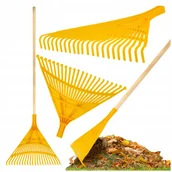 Grabie i motyki - Grabie Ogrodowe Do Liści Trawy z Kijem 22 Zębów Trzon Grabki Wachlarzowe - miniaturka - grafika 1