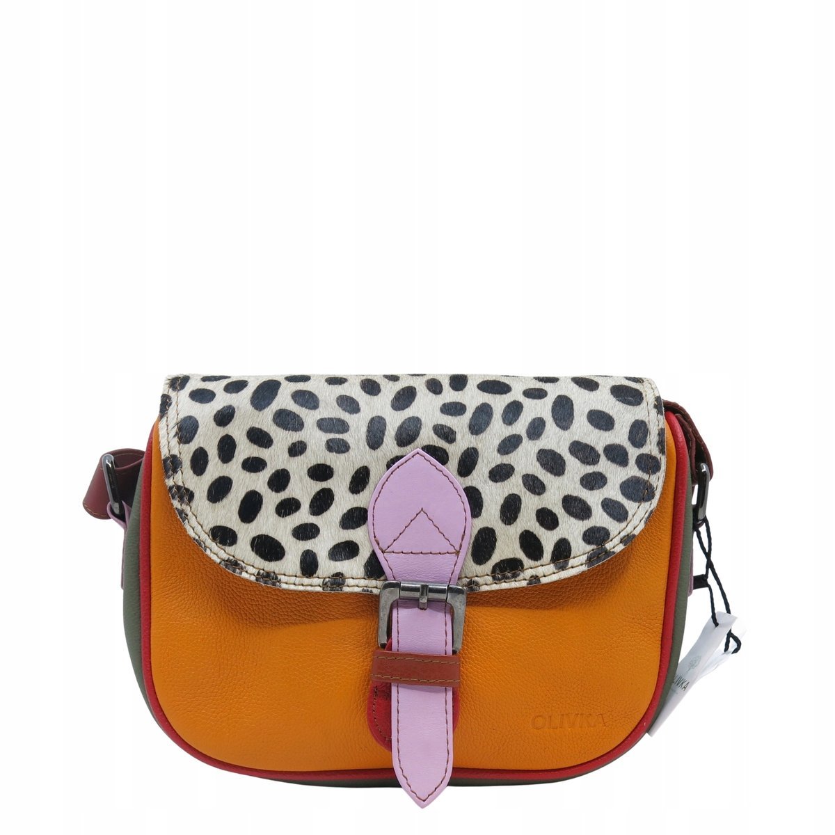 Listonoszka torebka damska skóra naturalna kolorowa oryginalna OLIVKA