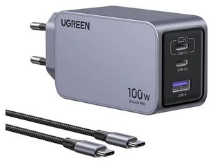 Ugreen Nexode Pro 100W, GaN, USB + 2x USB-C szara - Ładowarki do telefonów Ugreen Nexode Pro 100W, GaN, USB + 2x USB-C szara - Ładowarki do telefonów - miniaturka - grafika 1