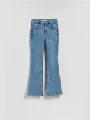 Spodnie damskie - Reserved - Jeansy flare z krótszą nogawką - niebieski - miniaturka - grafika 1