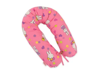 Poduszka ciążowa Longer dla kobiet w ciąży do spania - Hallo rabbit pink - Poduszki do karmienia - miniaturka - grafika 1