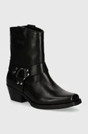 Botki damskie - Steve Madden kowbojki skórzane Quintana damskie kolor czarny na słupku lekko ocieplone SM11003295 - miniaturka - grafika 1