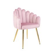 Fotele - Fotel Lana Welurowy Różowy Glamour Złote Nóżki Homla - miniaturka - grafika 1