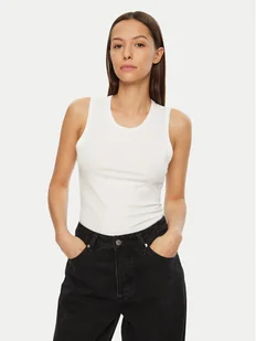 Calvin Klein Top K20K208054 Biały Slim Fit - Koszulki i topy damskie - miniaturka - grafika 1