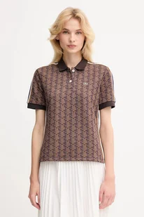 Lacoste polo damski kolor brązowy DF3364 - Koszulki i topy damskie - miniaturka - grafika 1