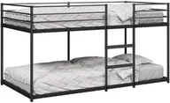 Łóżka dla dzieci i młodzieży - vidaXL Łóżko piętrowe bez materaca, czarne, 107x203 cm, stal - miniaturka - grafika 1