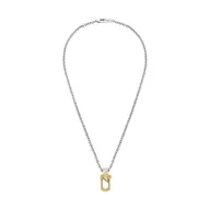 Naszyjniki męskie - Emporio Armani Męski Naszyjnik z wisiorkiem ze stali nierdzewnej dwukolorowy z zapięciem karabińczykowym - miniaturka - grafika 1