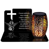 Lampiony i znicze - ZNICZ SOLARNY LED WIECZNY PODSTAWKA NA CMENTARZ GRÓB Krzyż EFEKT PŁOMIENIA - miniaturka - grafika 1