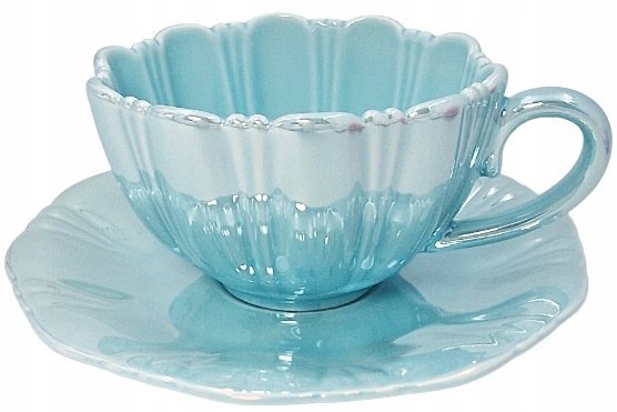 Filiżanka ze spodkiem perłowa muszelka 240 ml 3341